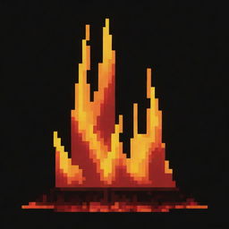 An isolated pixel art image of a single fire, devoid of any background