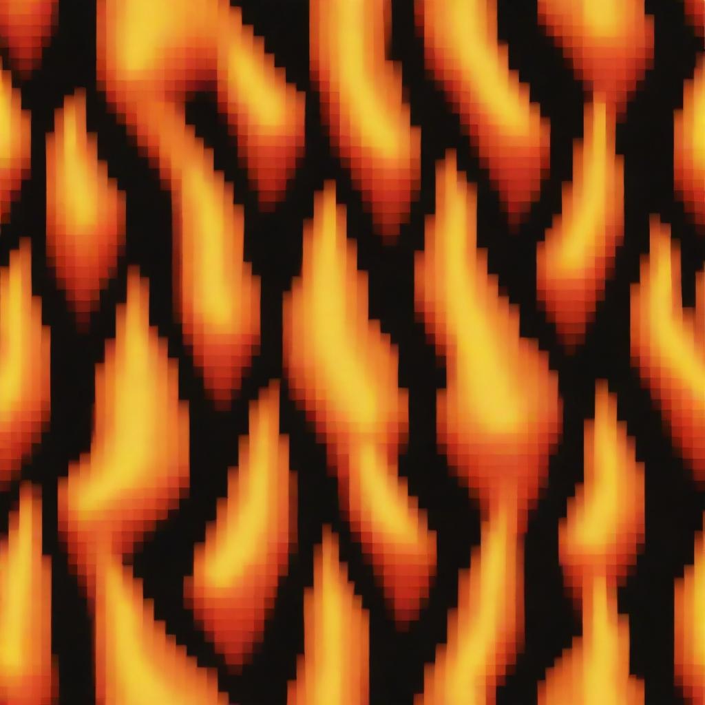 A pixel art version of a realistic fire flame with no background