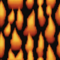 A pixel art version of a realistic fire flame with no background