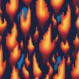 A pixel art of a cool, stylized fire, with lively, flickering flames