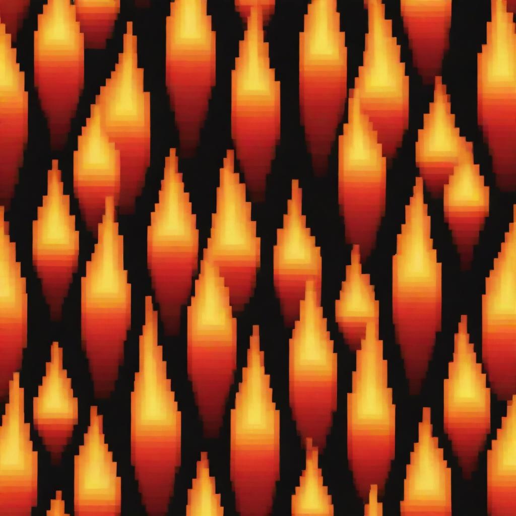 A pixel art depicting a blazing fire torch