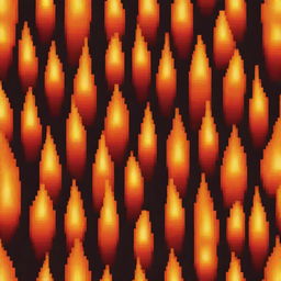 A pixel art depicting a blazing fire torch