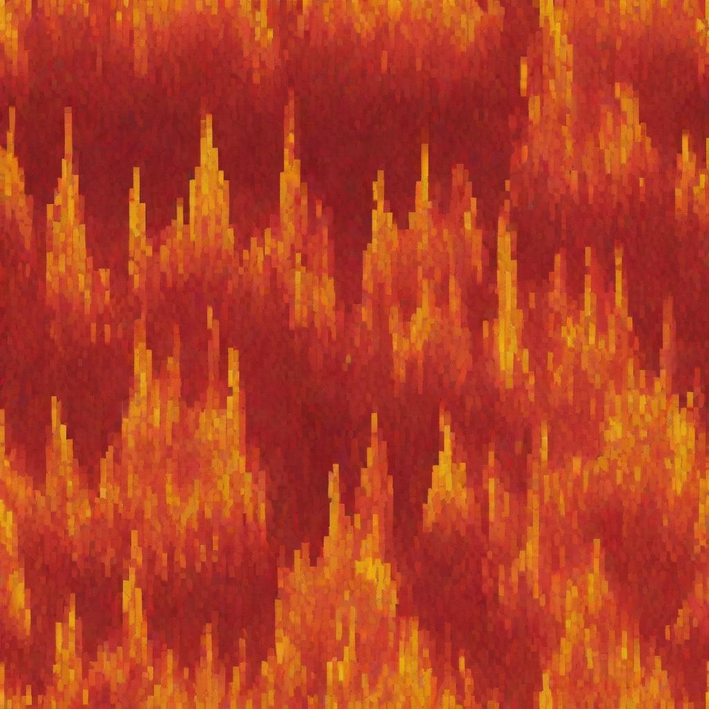 A vibrant pixel art depicting fire flames