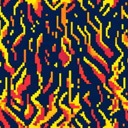 A profile picture pixel art of a vibrant and dynamic fire