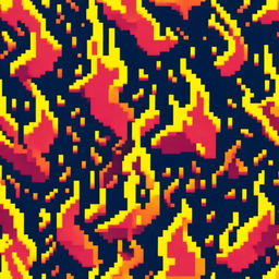 A profile picture pixel art of a vibrant and dynamic fire