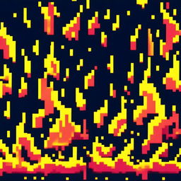 A profile picture pixel art of a vibrant and dynamic fire