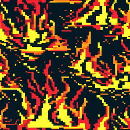 A profile picture pixel art of a vibrant and dynamic fire