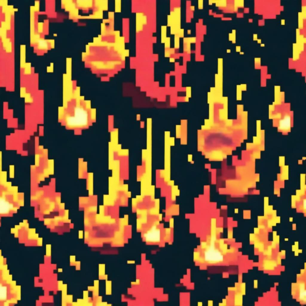 A profile picture pixel art of a small but lively fire