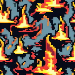 A compact and dynamic, profile-picture perfect pixel art of a small fire