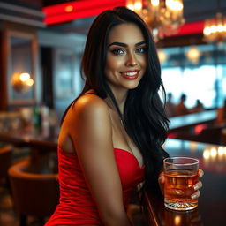 A visually stunning portrait of a sexy, confident woman, exuding allure and charisma