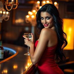 A visually stunning portrait of a sexy, confident woman, exuding allure and charisma