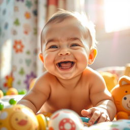 A joyful baby with a beaming smile, radiating happiness and innocence