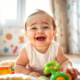 A joyful baby with a beaming smile, radiating happiness and innocence