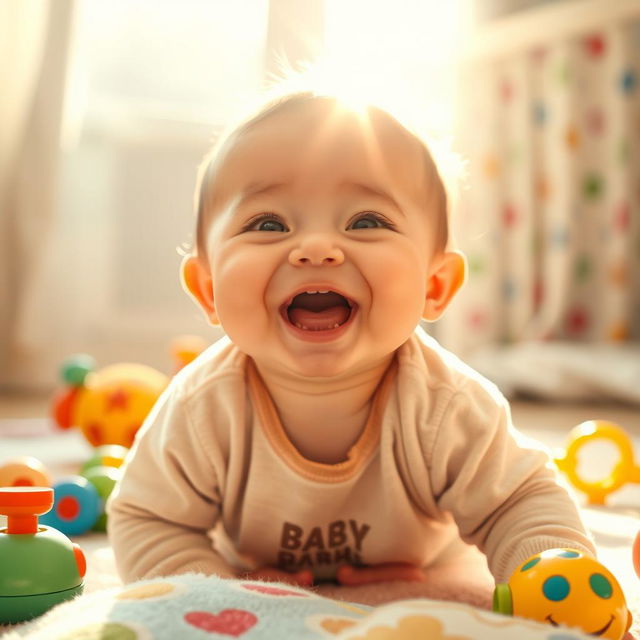 A joyful baby with a beaming smile, radiating happiness and innocence