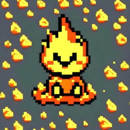 An adorable fire-themed profile picture in pixel art