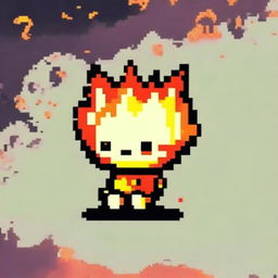 An adorable fire-themed profile picture in pixel art