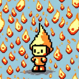 An adorable fire-themed profile picture in pixel art