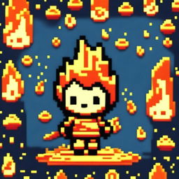 An adorable fire-themed profile picture in pixel art