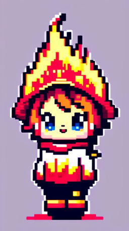 A pixel art profile picture featuring an adorable fire