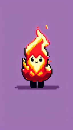 A pixel art profile picture featuring an adorable, solitary flame