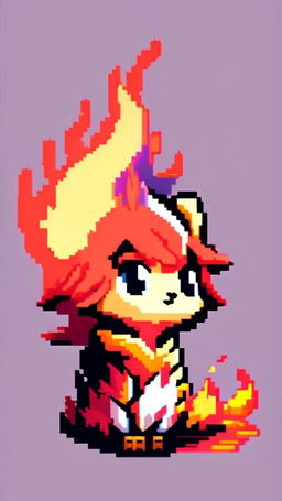 A pixel art profile picture showcasing an adorable flame