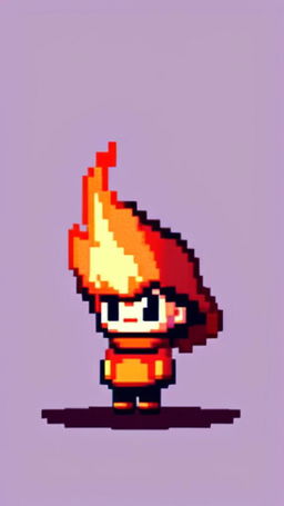 A pixel art profile picture featuring a cute, solitary flame