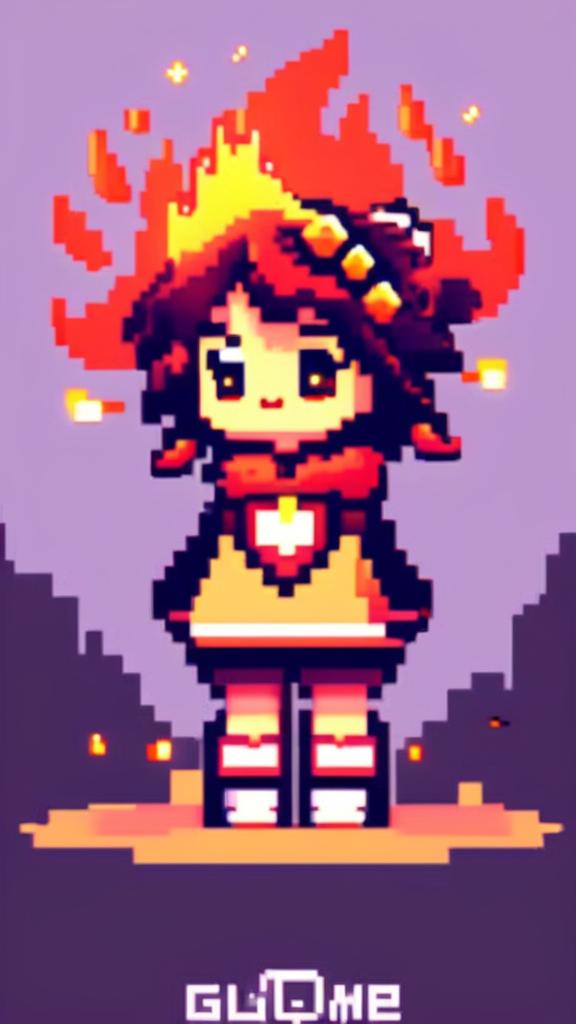 A pixel art profile picture featuring a cute, solitary flame