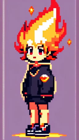 A pixel art profile picture featuring a cute, solitary flame