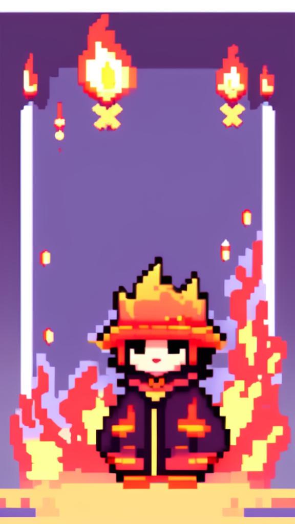 A pixel art profile picture featuring a cute fire