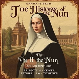 A vintage-style movie poster for Aphra Behn's novel 'The History of the Nun'