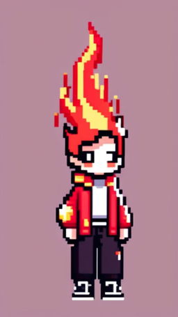 A pixel art profile picture featuring a simple, yet captivating fire