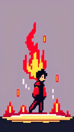 A pixel art profile picture featuring a simple, yet captivating fire