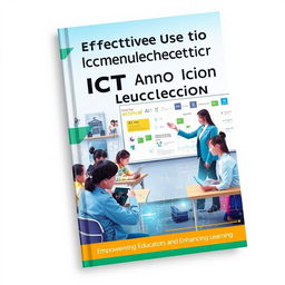 A visually engaging cover design for a book titled 'The Effective Use of Information Communication Technology (ICT) and AI in Education'
