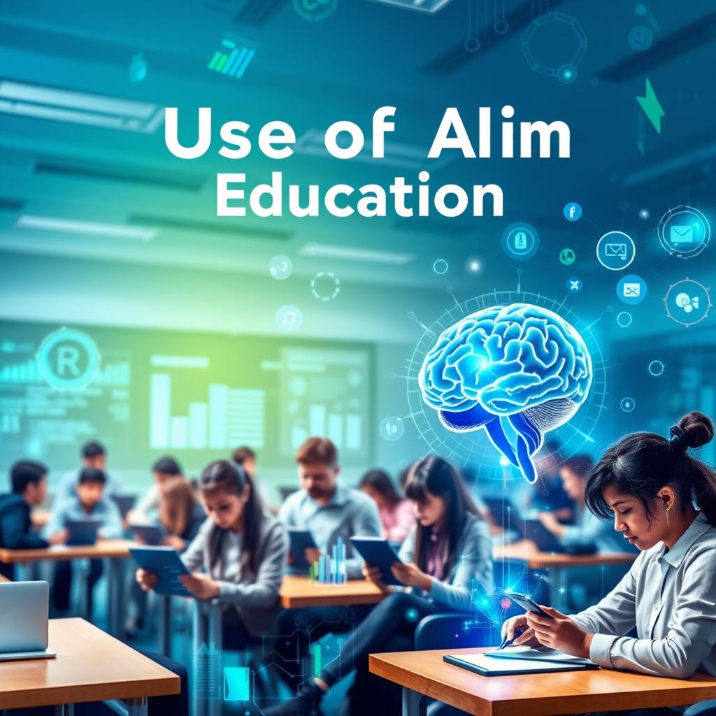 A visually striking book cover design focused on the theme of 'Use of AI in Education'