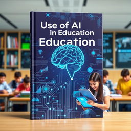 A visually striking book cover design focused on the theme of 'Use of AI in Education'
