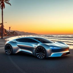 A sleek and futuristic car design that showcases innovative features and a streamlined aerodynamic shape