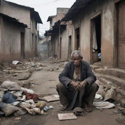 Augment the image to depict a harsh environment of poverty