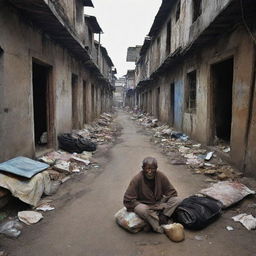 Augment the image to depict a harsh environment of poverty