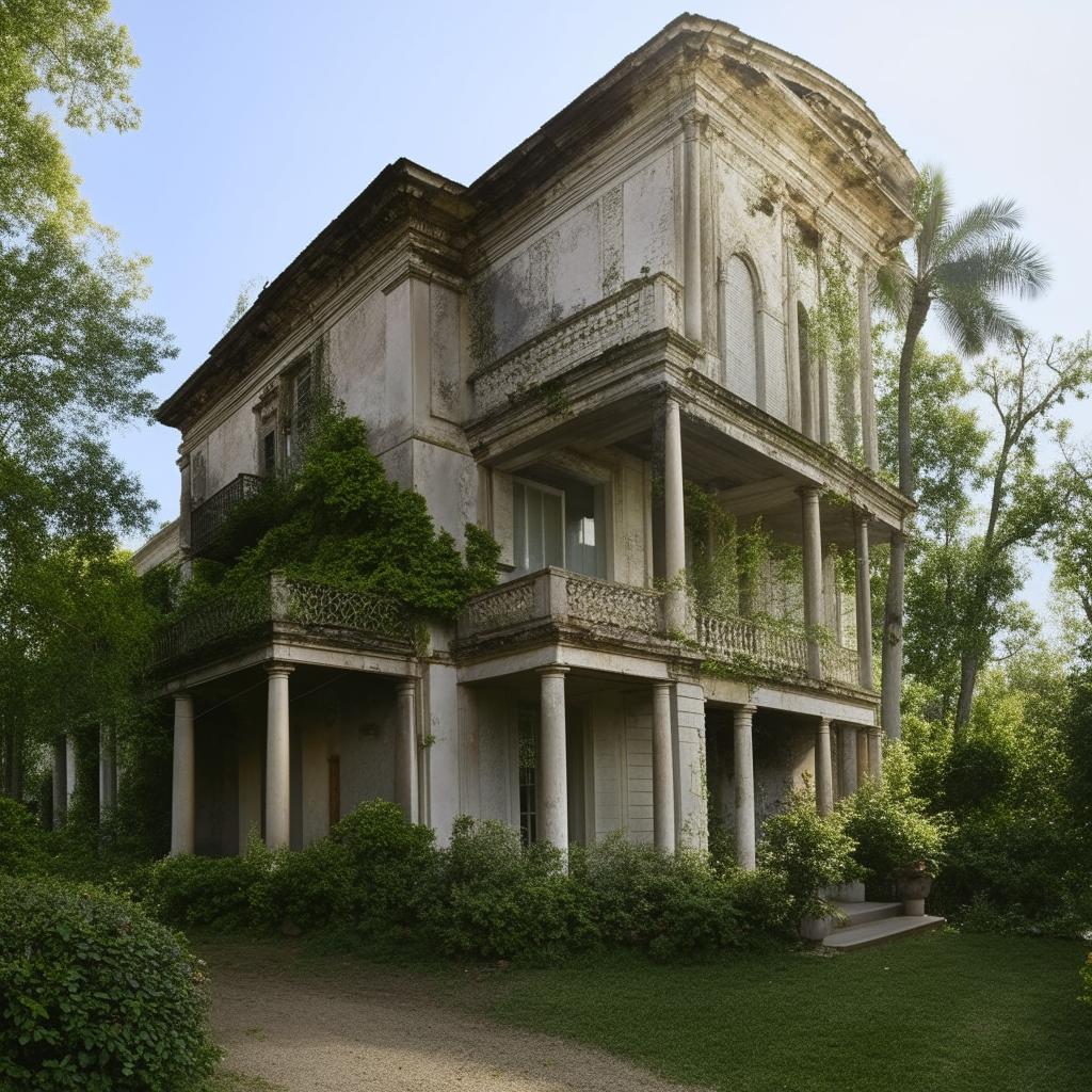 A large, two-story, old house