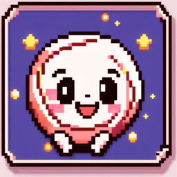 Pixel art profile picture featuring a cute, smiling moon against a starry night sky, framed by a black border.