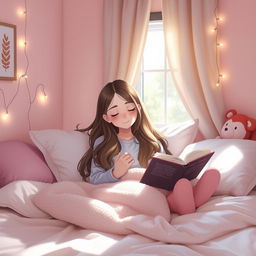 A serene bedroom scene featuring a cozy, inviting space