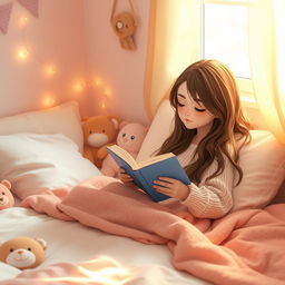 A serene bedroom scene featuring a cozy, inviting space