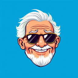 A pixel art depiction of a grandfather's head wearing stylish sunglasses, showcasing a joyful expression