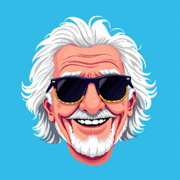 A pixel art depiction of a grandfather wearing stylish sunglasses, featuring a kind and wise expression