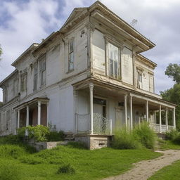 A large, two-story, old house