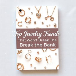 An eye-catching and stylish ebook cover that showcases a variety of trendy, affordable jewelry pieces