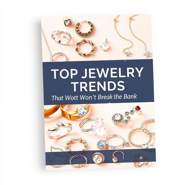 An eye-catching and stylish ebook cover that showcases a variety of trendy, affordable jewelry pieces