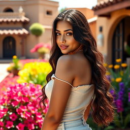 A beautiful Mexican girl, 19 years old, posing confidently