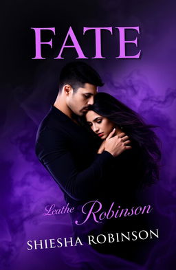 A striking black and purple book cover design featuring a man and a woman, embodying themes of love and danger