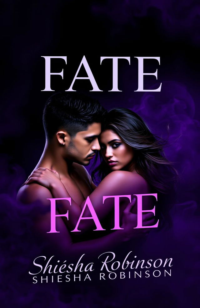 A striking black and purple book cover design featuring a man and a woman, embodying themes of love and danger